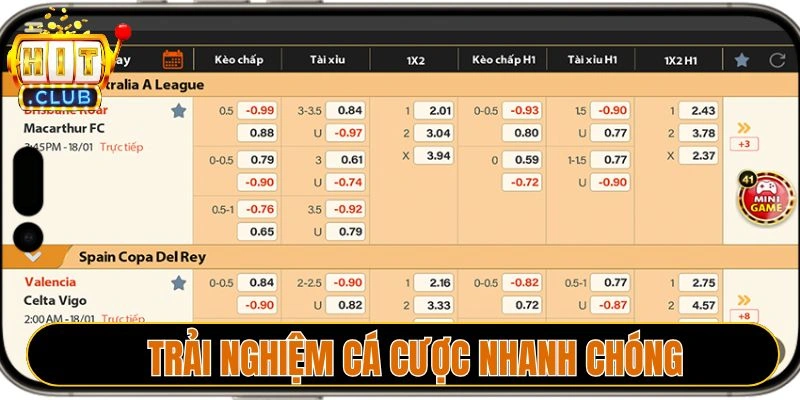 Trải nghiệm cá cược nhanh chóng